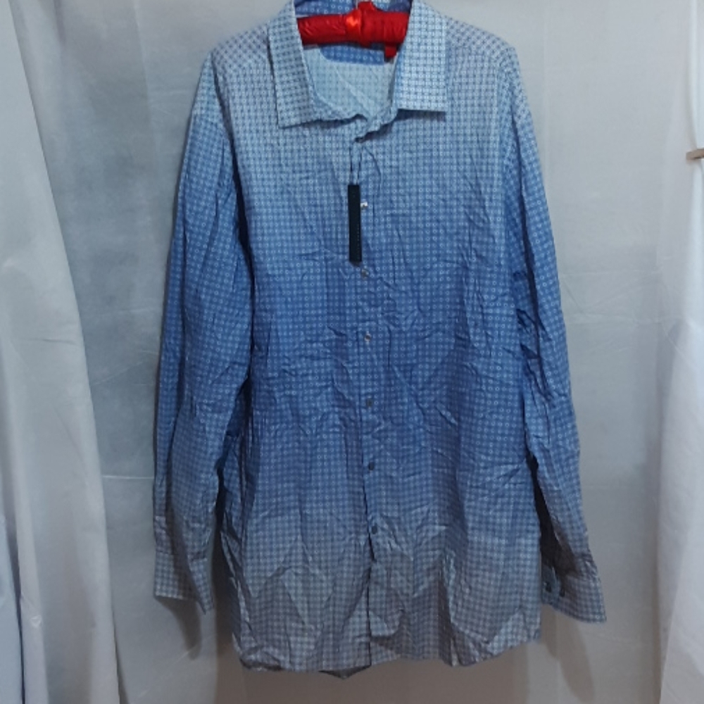 Mens Cotton Button up shirt sz 3 XLT PERRY ELLIS NWT Print design longsleeve
